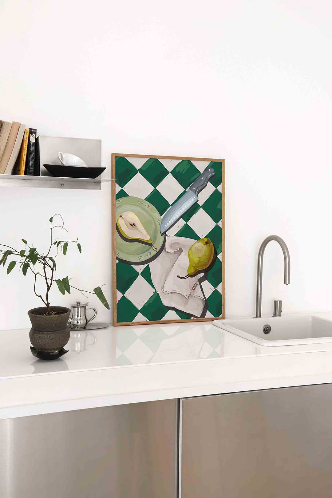 Peer en mes – staande keuken wanddecoratie van WallArtistic