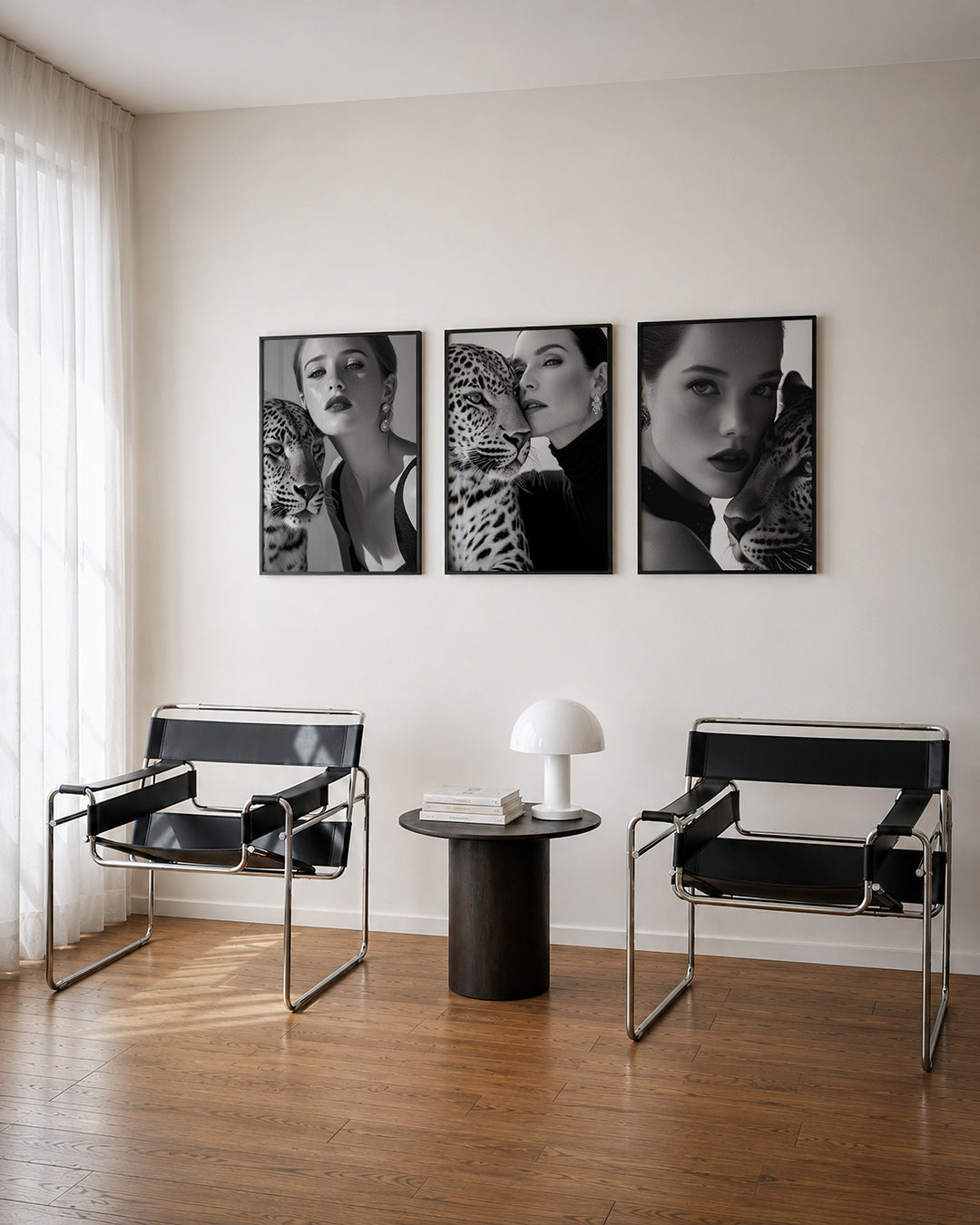 Abstract driedelige posterset – een abstracte posterset met donkere tinten en een rustige