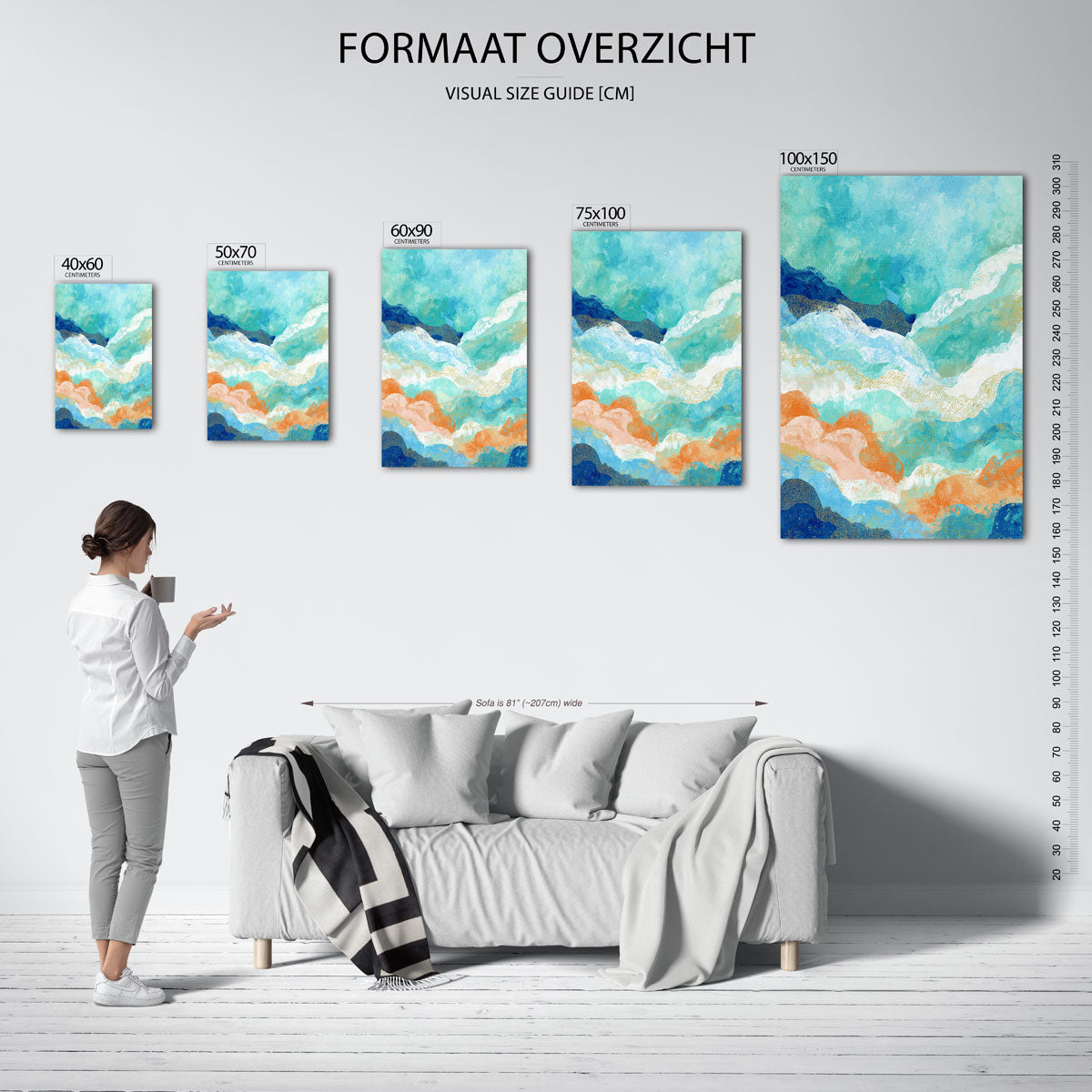 Golvende kleuren – staand wanddecoratie kunstwerk