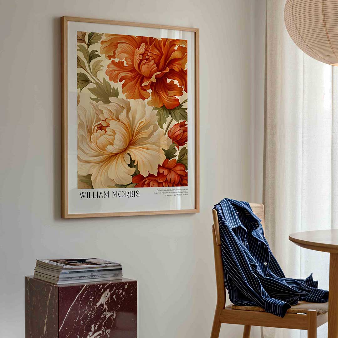 Bloemen en bladeren – William Morris poster in staand formaat