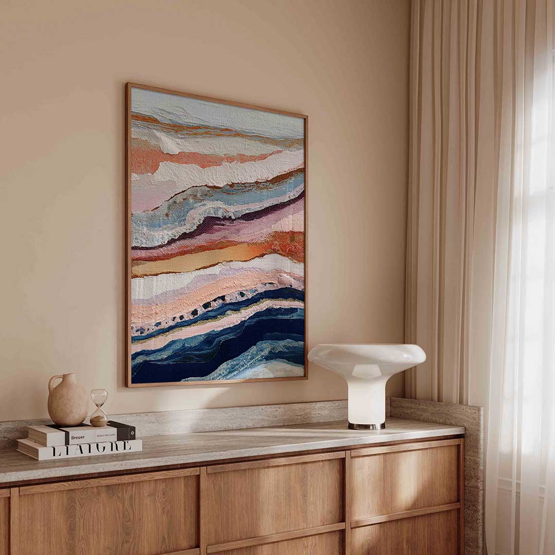 Golvende lagen – abstracte poster in staand formaat