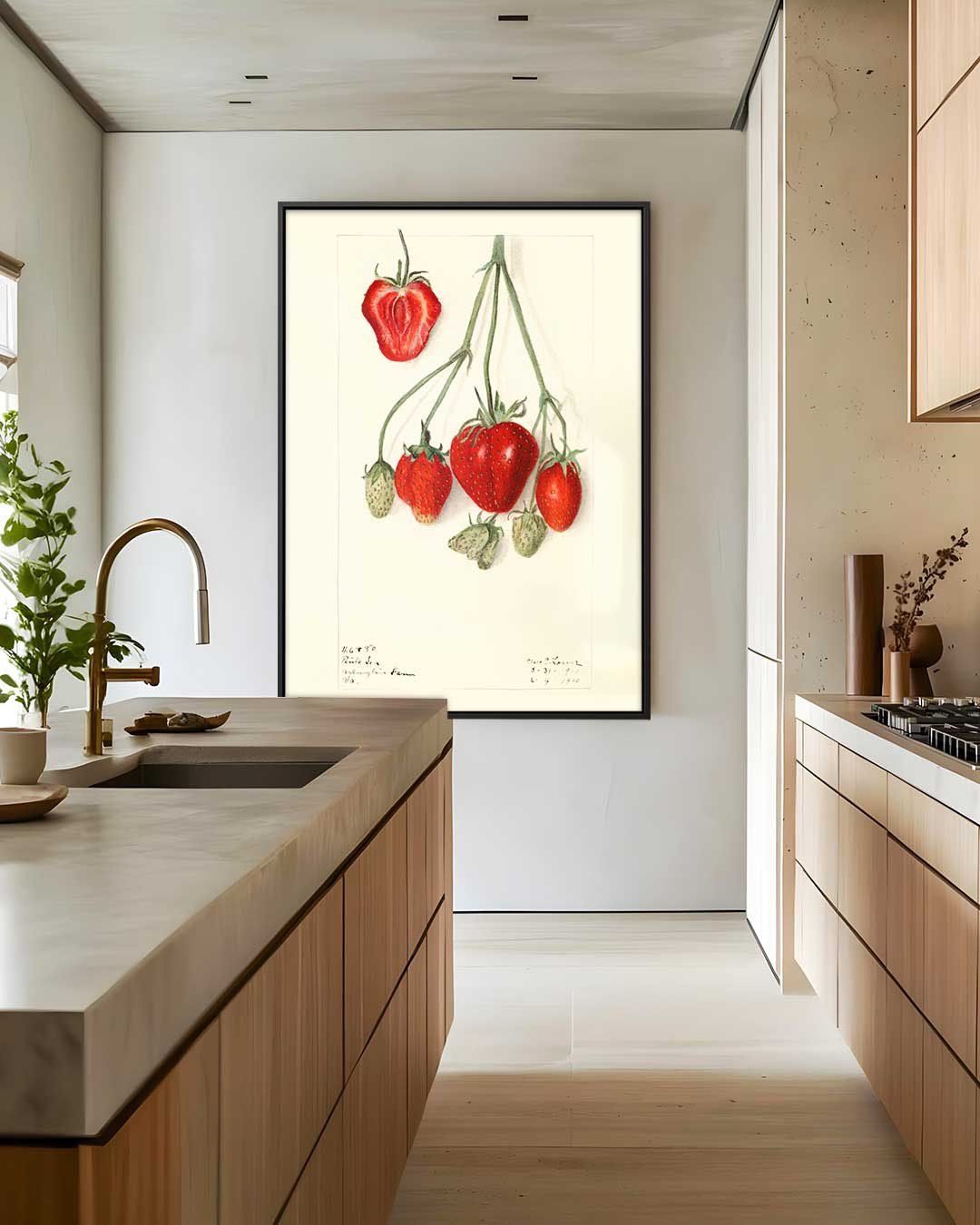 Aardbeien Illustratie – staande wandkunst voor woonkamer of interieur