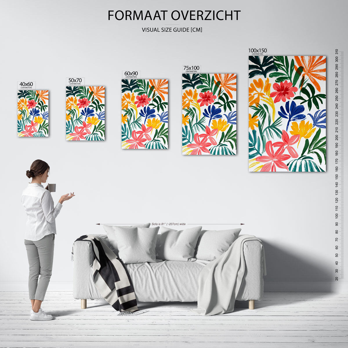 Kleurrijke bloemenvormen – staand wanddecoratie kunstwerk