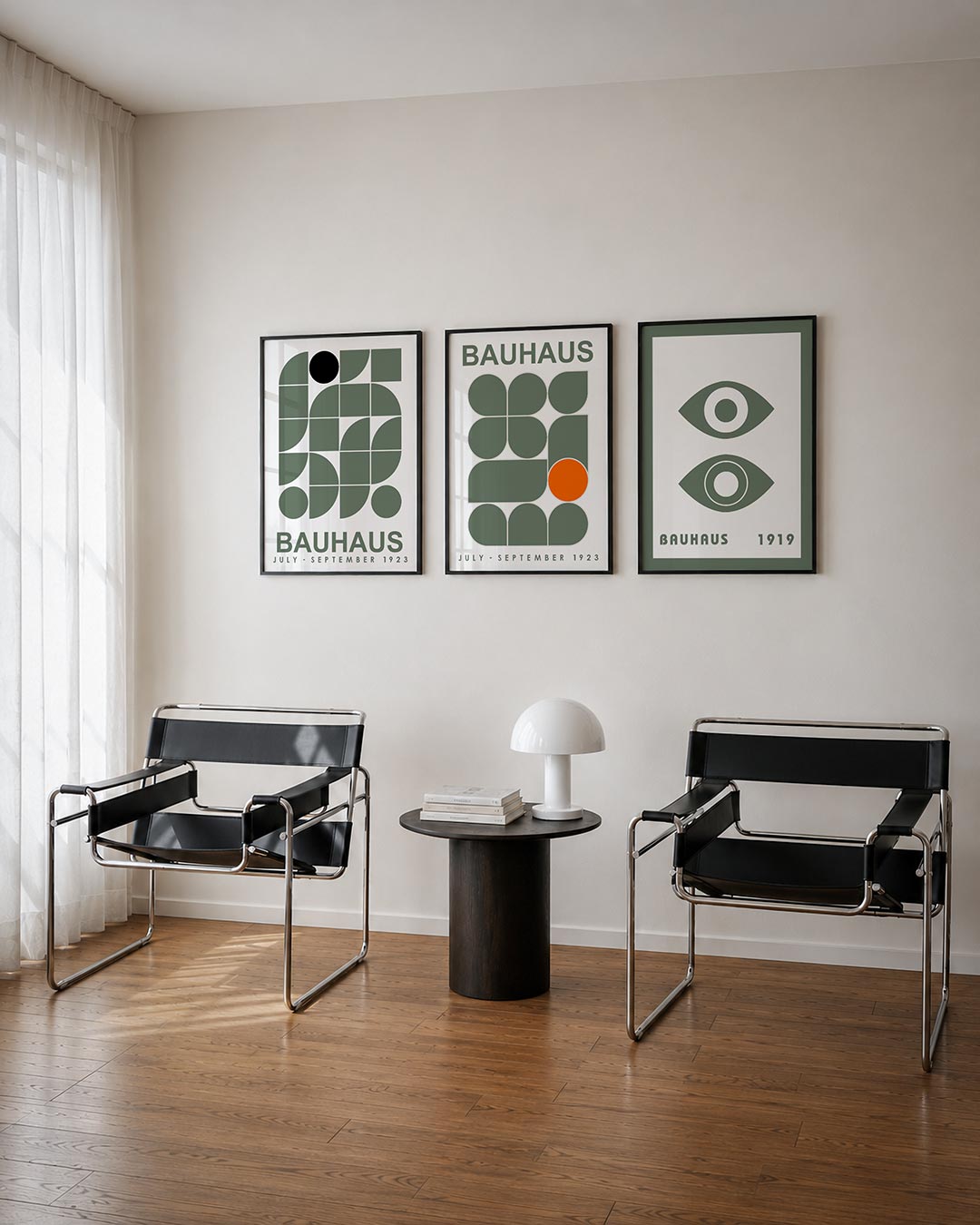 Vorm en kleurenspel posterset – tweede productweergave – deze posterset in drie delen toont een dynamisch lijnenspel van
