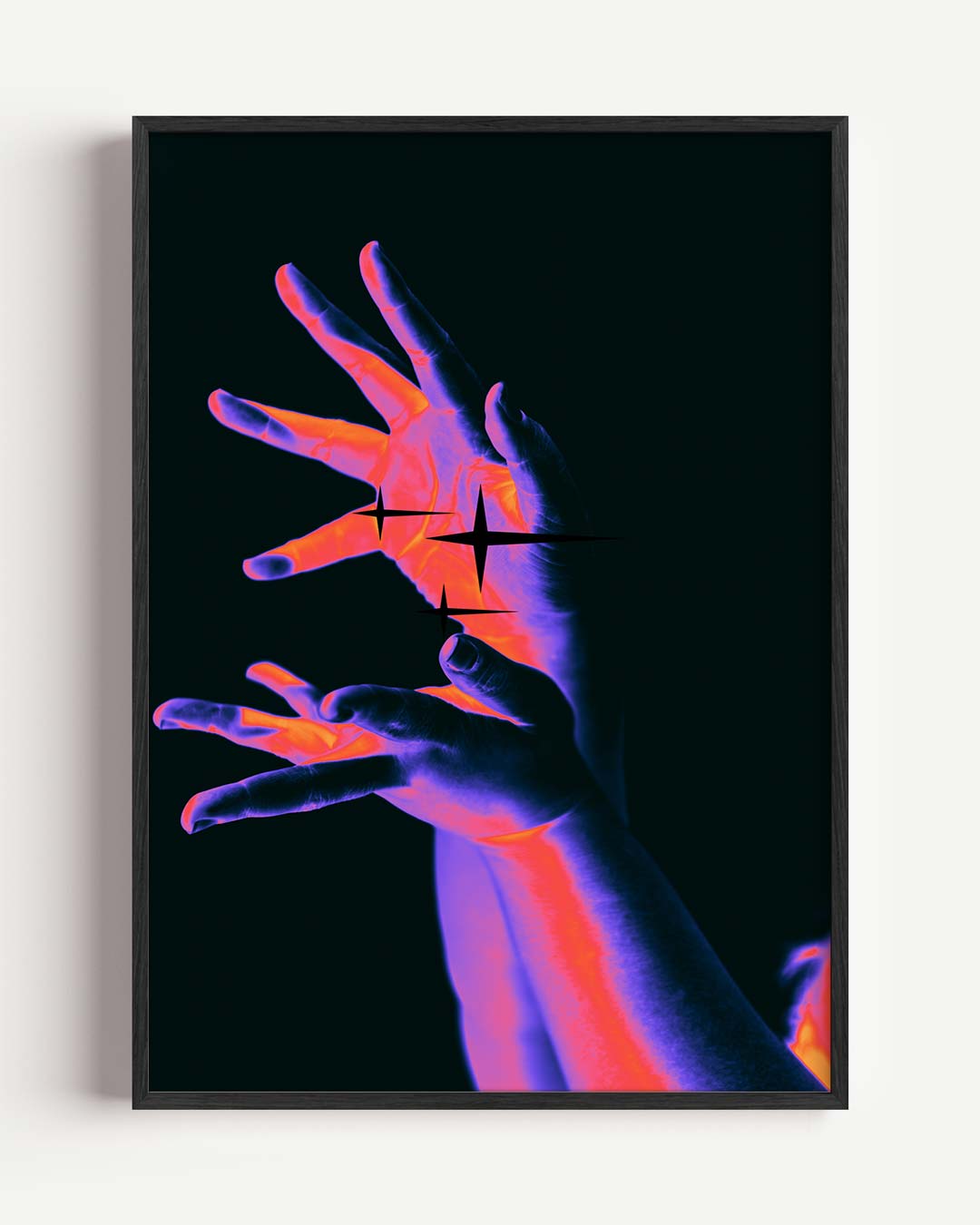 Neon Handen – Popart en Streetart portret poster als wanddecoratie
