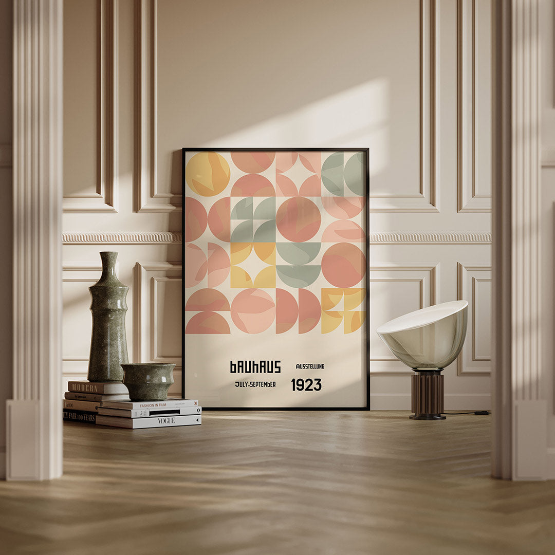 Vormritme en kleurvlakken – moderne Bauhaus wandkunst als poster