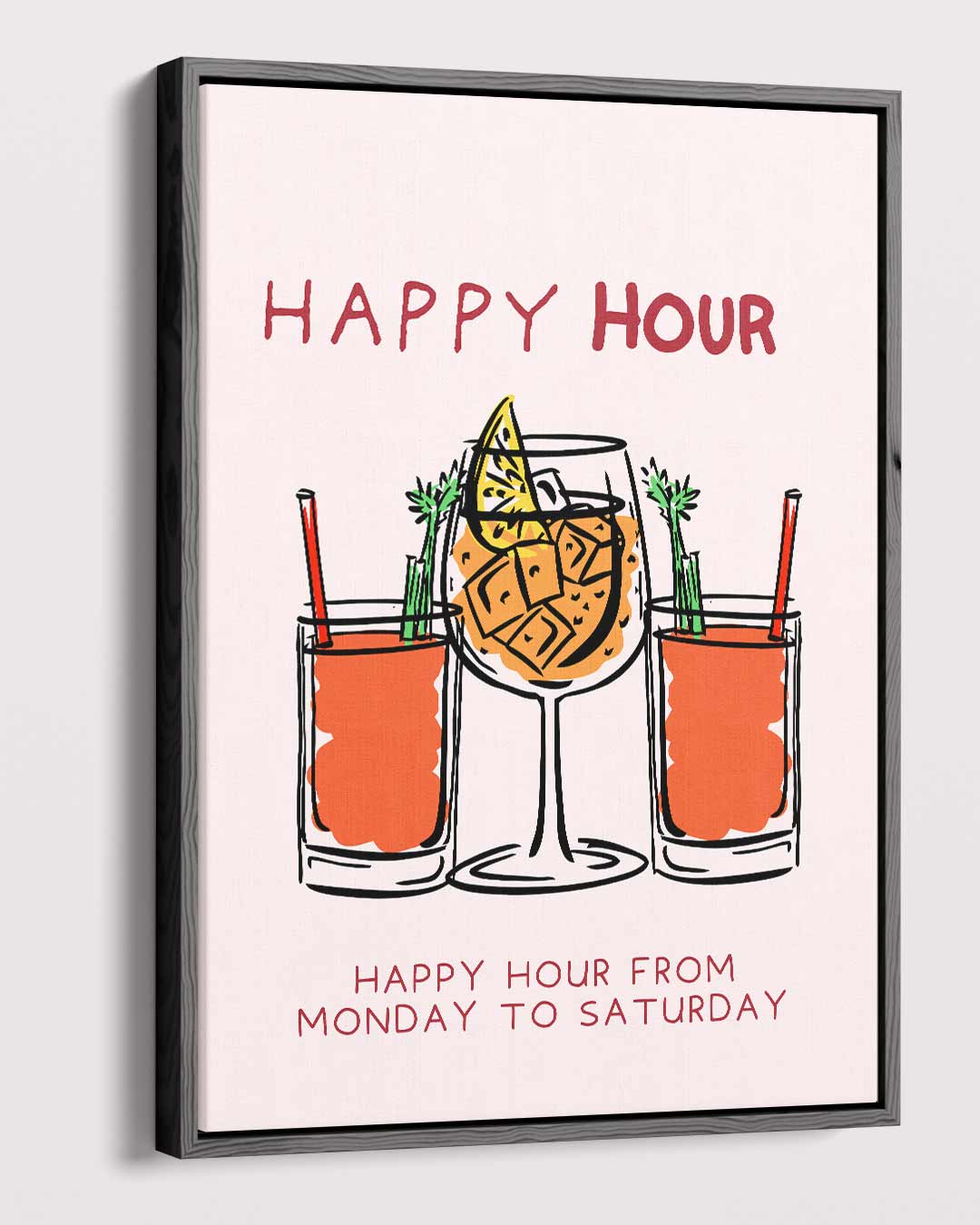 Happy Hour Illustratie – dibond kunstwerk als wanddecoratie