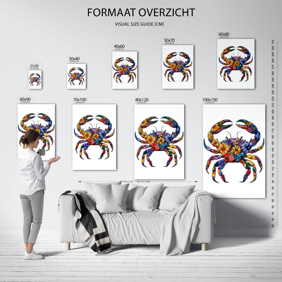 Bloemenkrab – staande muurposter met dierenthema