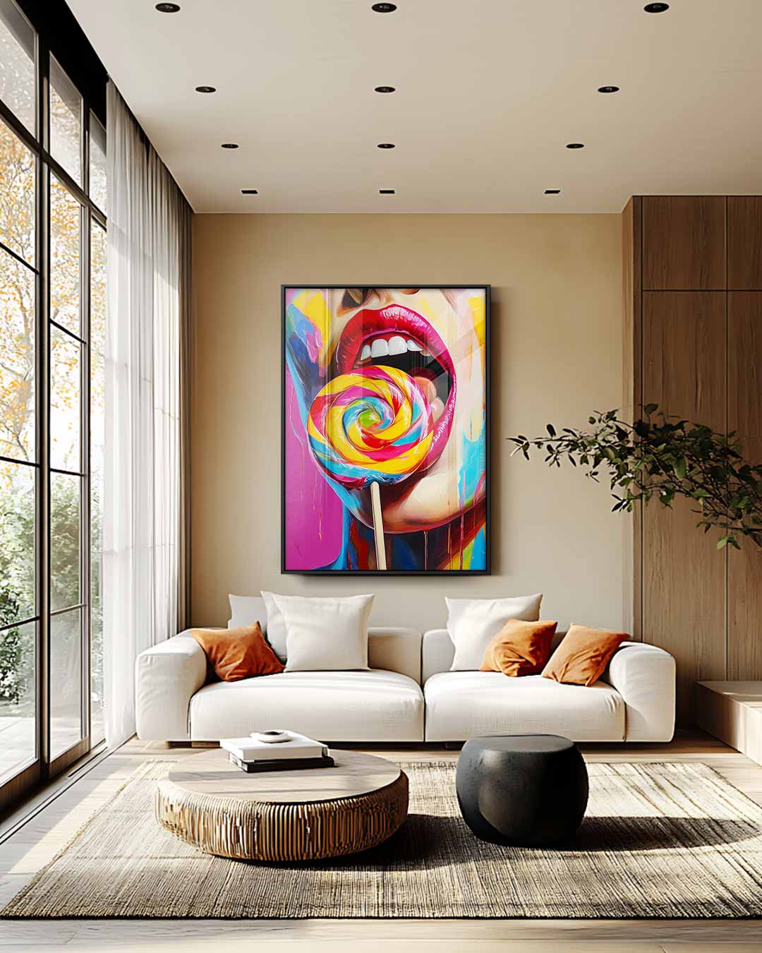 Kleurrijke Snoepfantasie – staand kunstwerk voor modern interieur