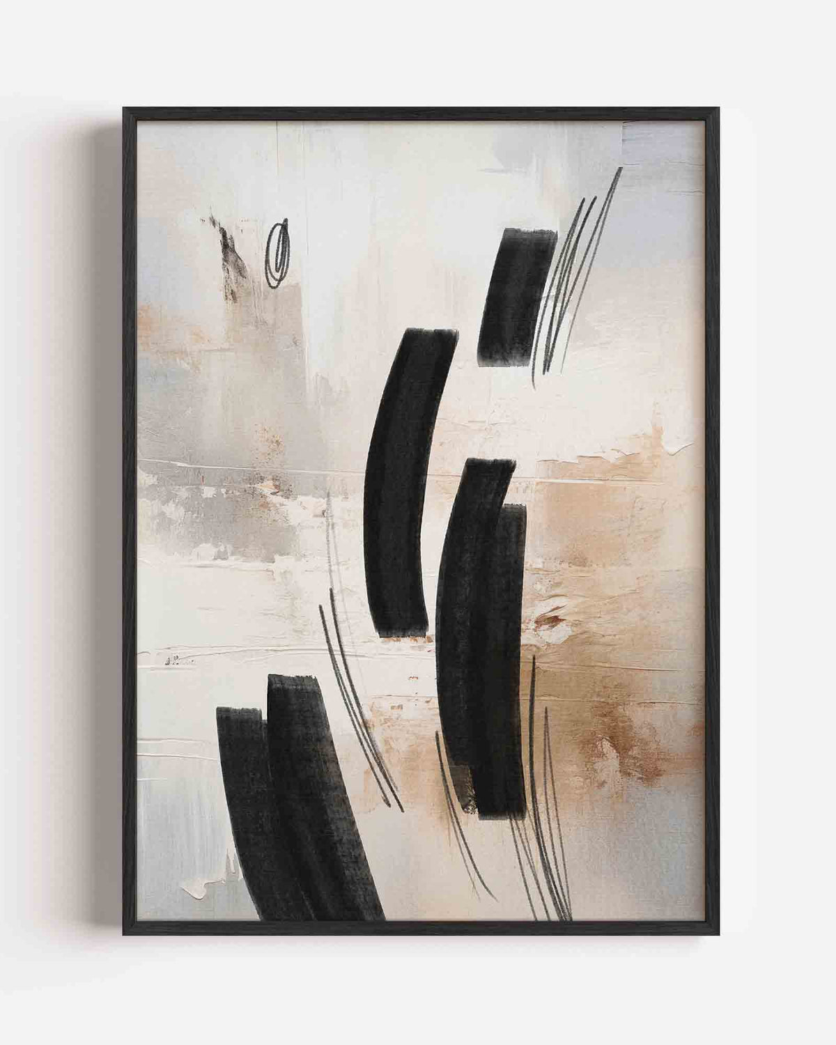 Abstracte zwarte vormen – zacht abstracte portret poster als wanddecoratie
