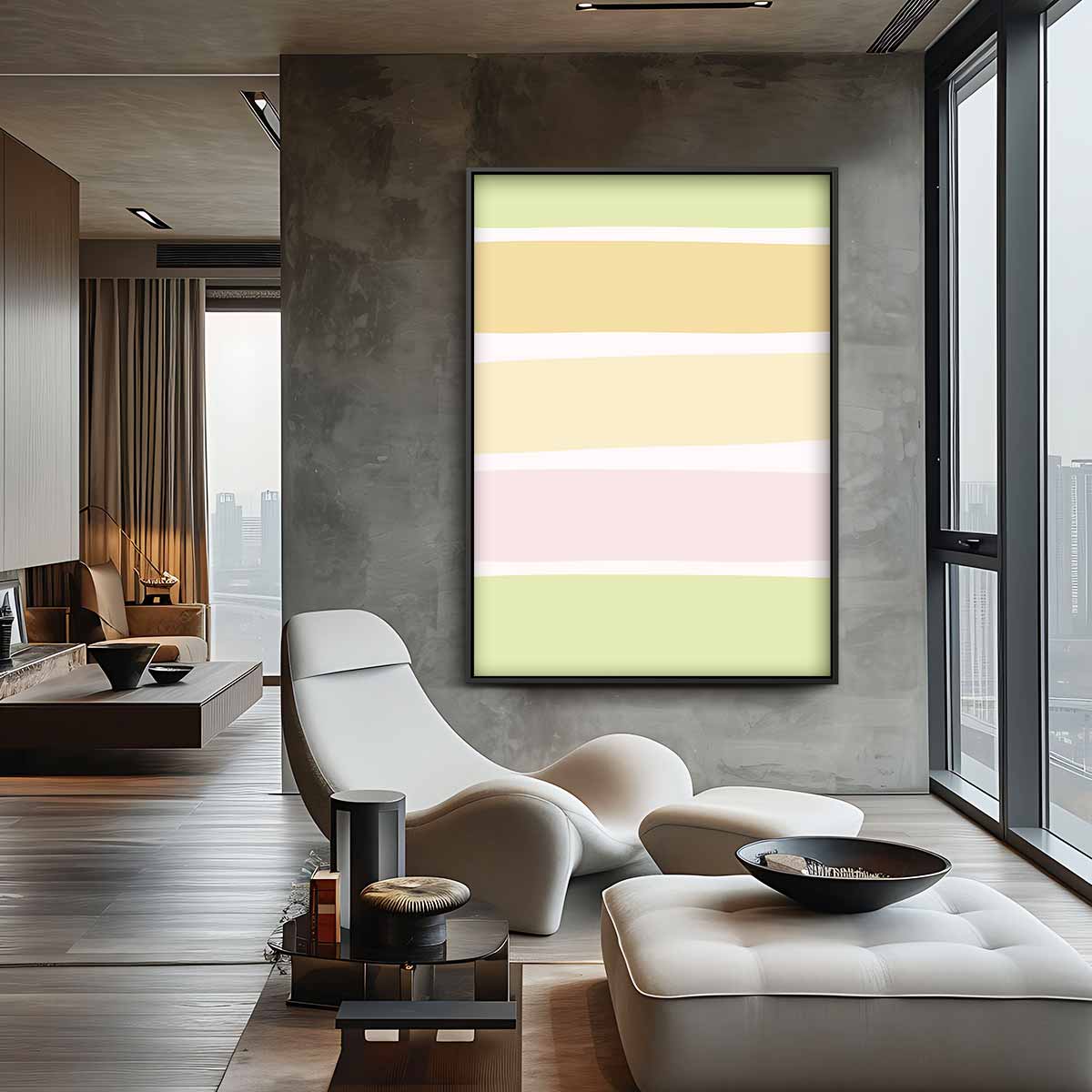 Zachte Kleuren Compositie – staand kunstwerk voor modern interieur