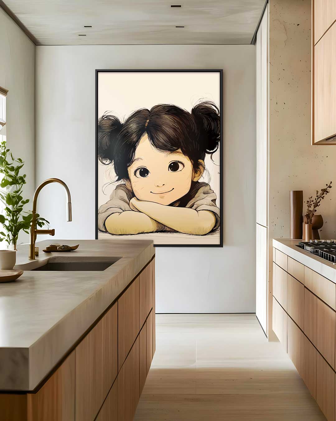 Stralende Kinderblik – modern portret kunstwerk van WallArtistic