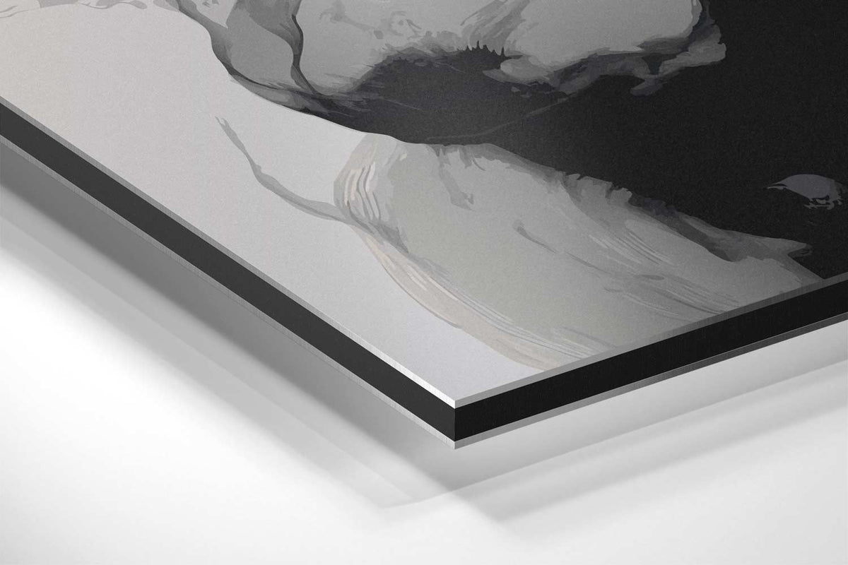 Golvende Zwart-Witte Abstractie – canvas kunstwerk als wanddecoratie