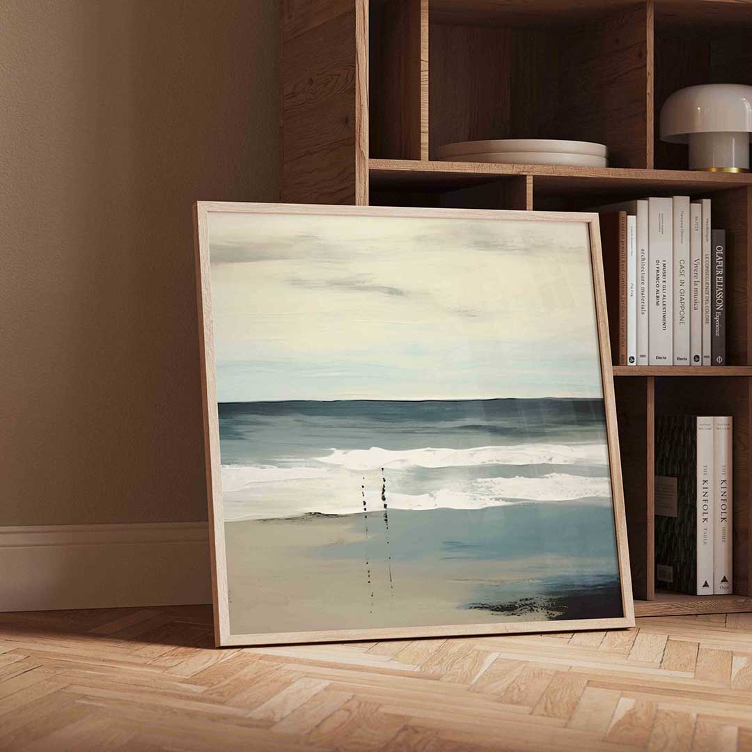 Strand en zee – moderne wandkunst met kleur en vormen als poster