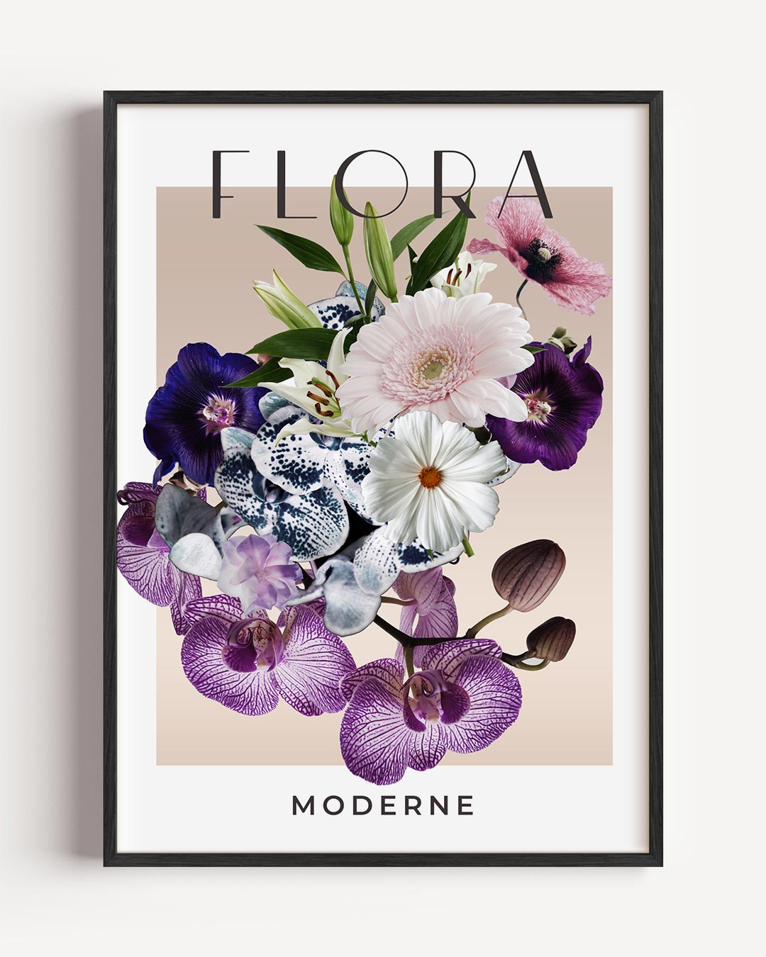 Moderne Bloemenpracht – typografie portret poster als wanddecoratie