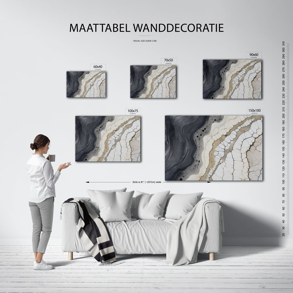 Organische lijnen – moderne liggende wandkunst