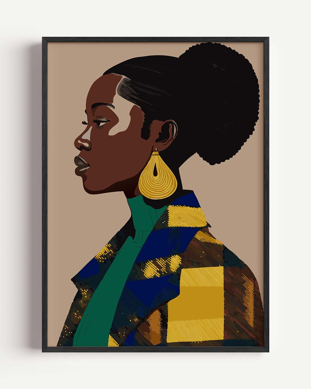 Chic Portret Met Gouden Accenten – zomer portret poster als wanddecoratie