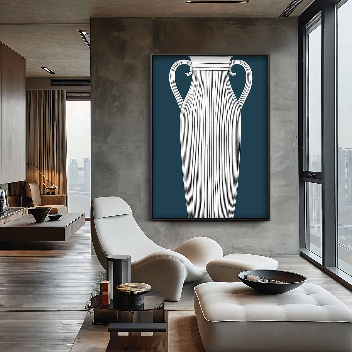 Elegante Gestreepte Vaas – canvas wanddecoratie in portret formaat