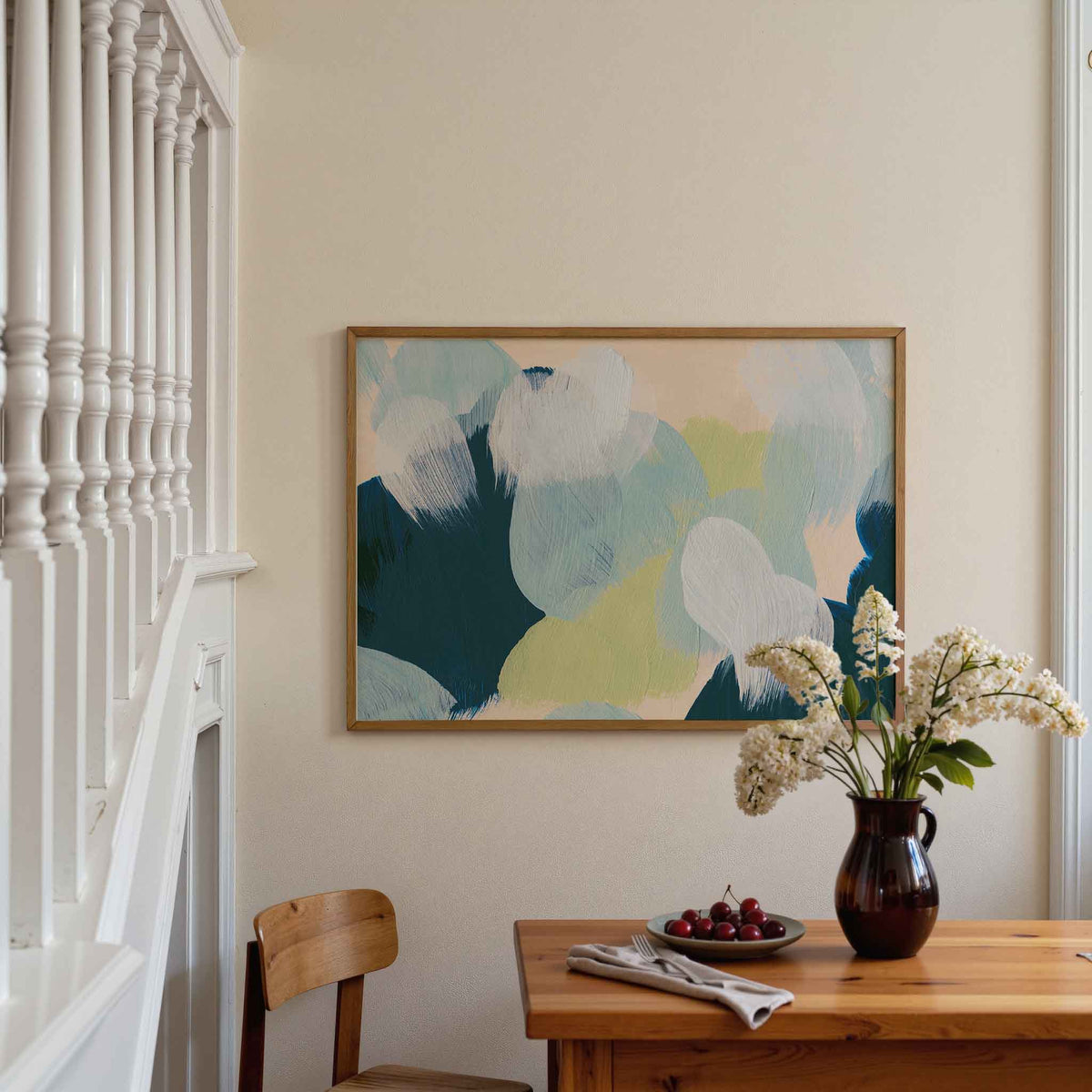 Abstracte penseelstreken – artistieke poster in liggend formaat