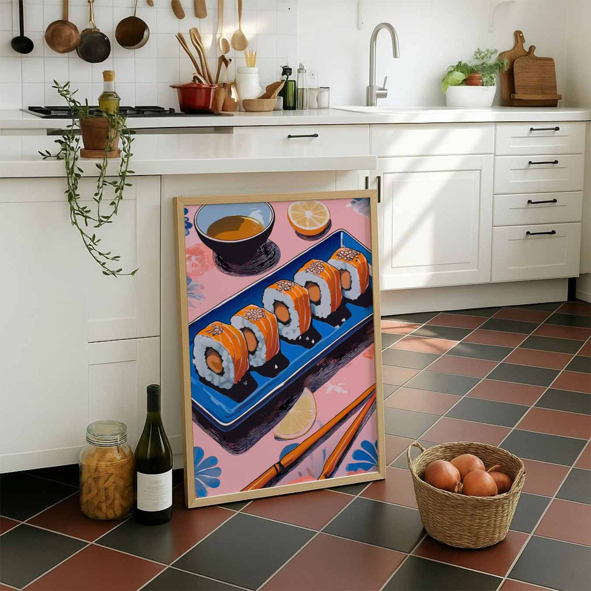Kleurrijke Sushi Delight – staande muurposter voor keuken of eethoek
