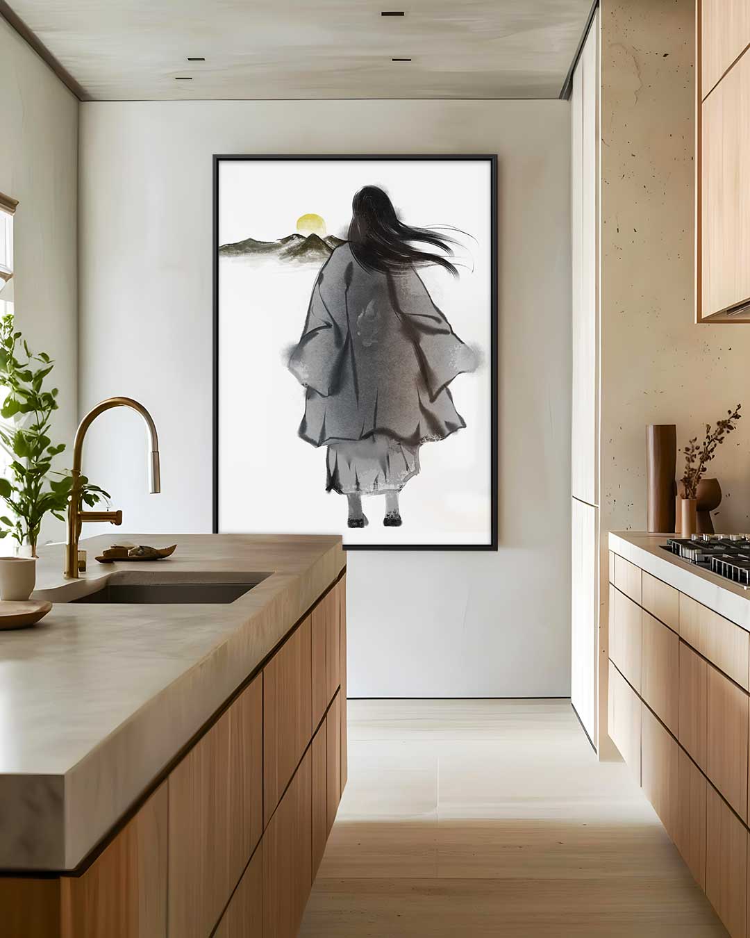 Dageraad in de Bergen – canvas wanddecoratie in portret formaat