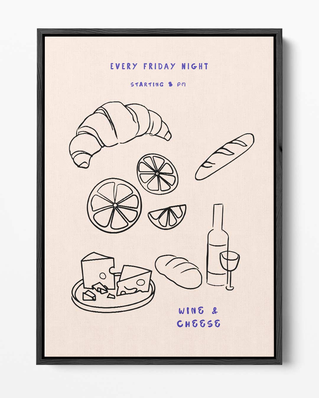 Wine & Cheese Avond – portret kunstwerk als wanddecoratie