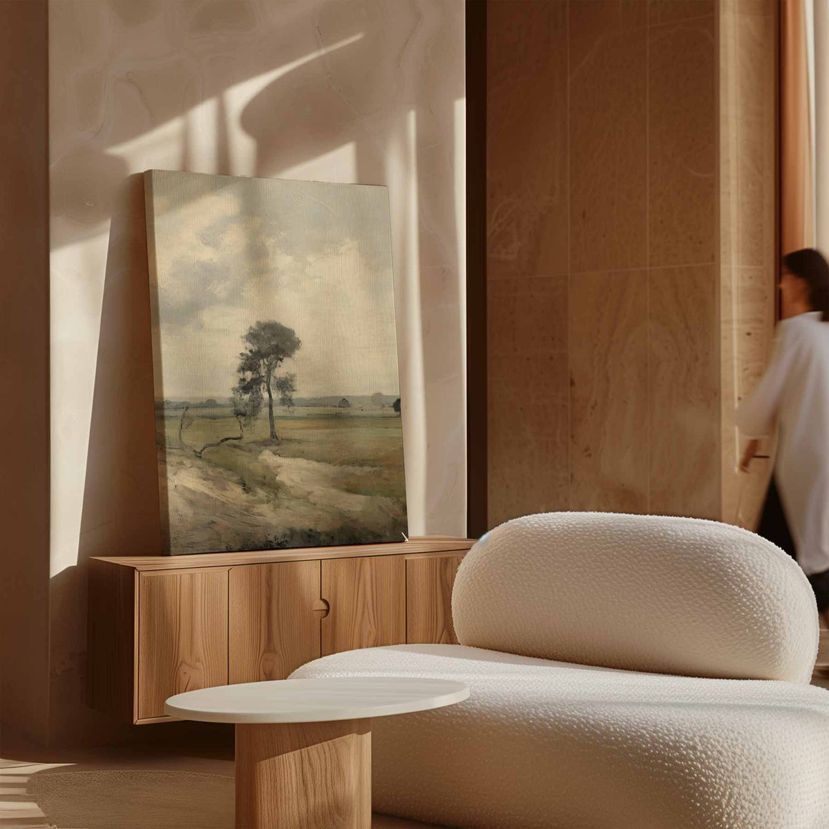 Eenzame Boom in Landschap – staande wandkunst voor woonkamer of interieur