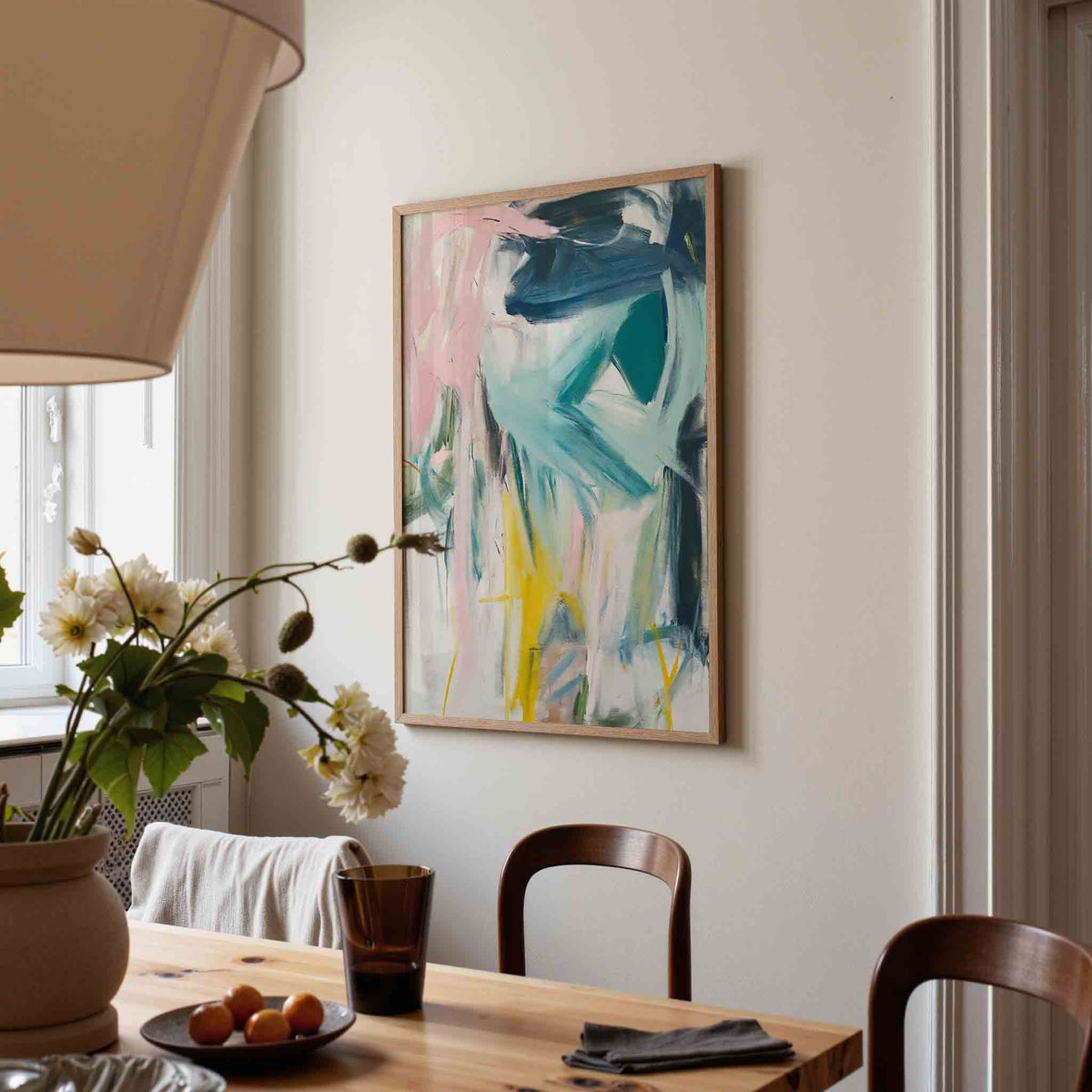 Abstracte penseelstreken – kunst en design poster in portret formaat