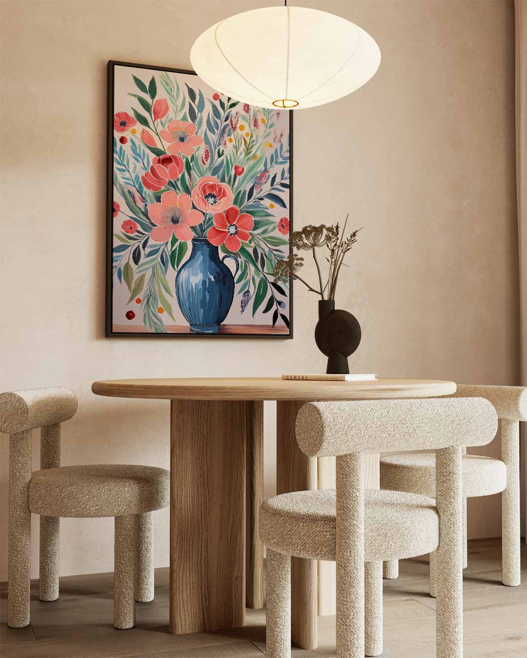 Bloemrijke Vase – staande wandkunst voor woonkamer of interieur