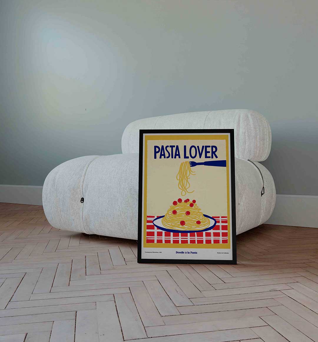 Pasta op vork – Streetart wandkunst als portret poster