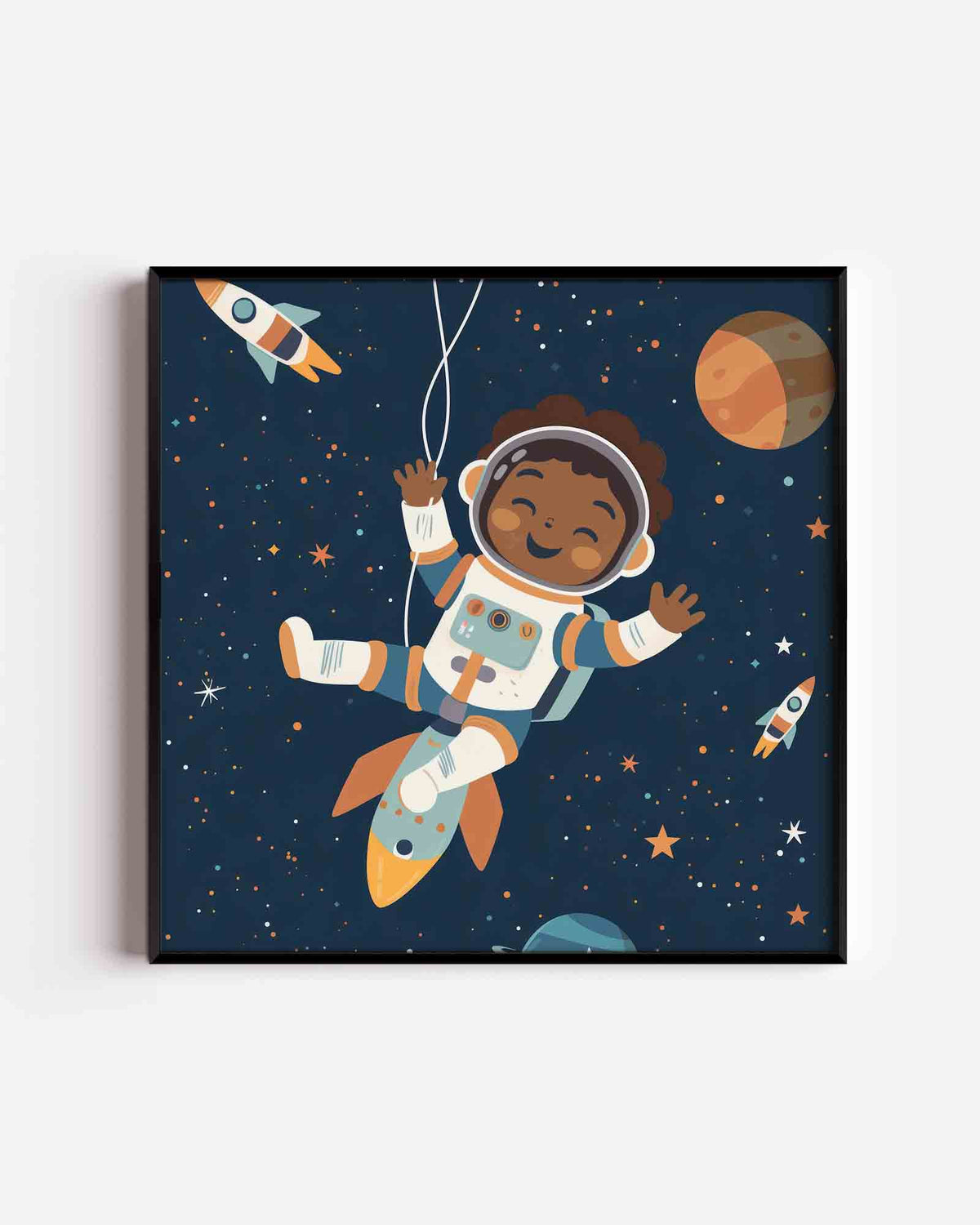 Kind in ruimte – vierkante kinderposter als wanddecoratie