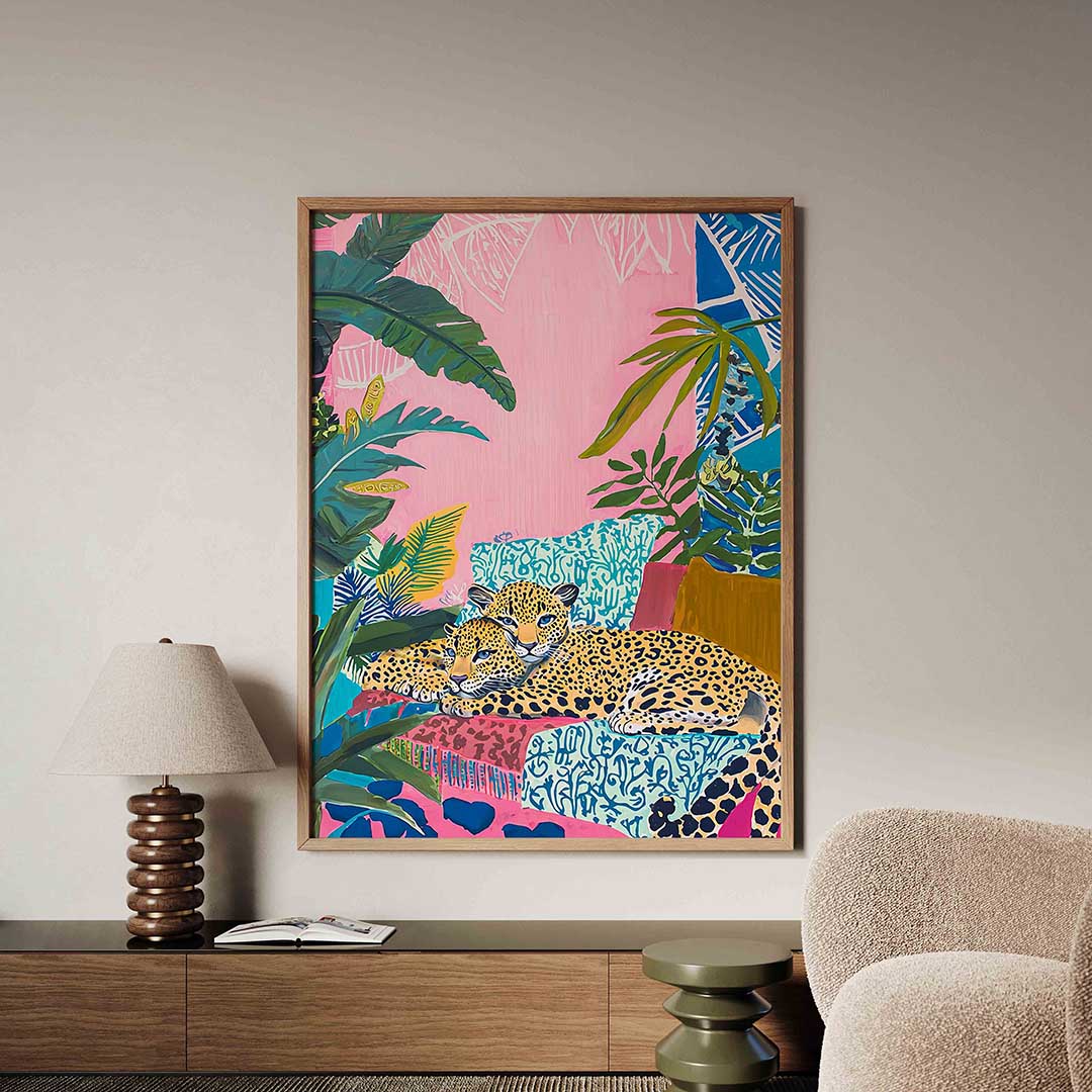 Luipaarden in tropische omgeving – tropische jungle poster in staand formaat
