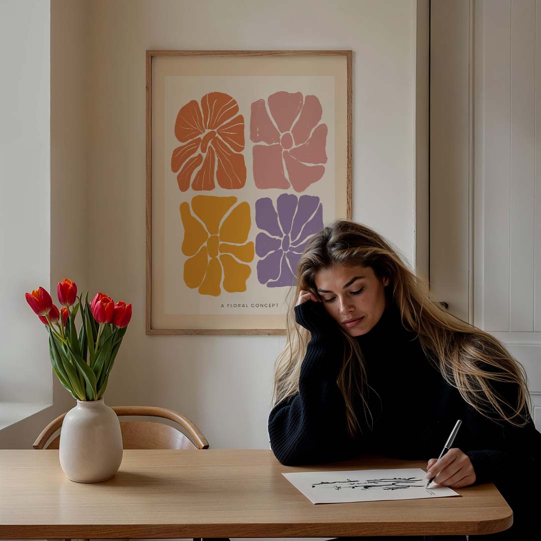 Kleurrijke Bloemenposter – bloemen poster in staand formaat