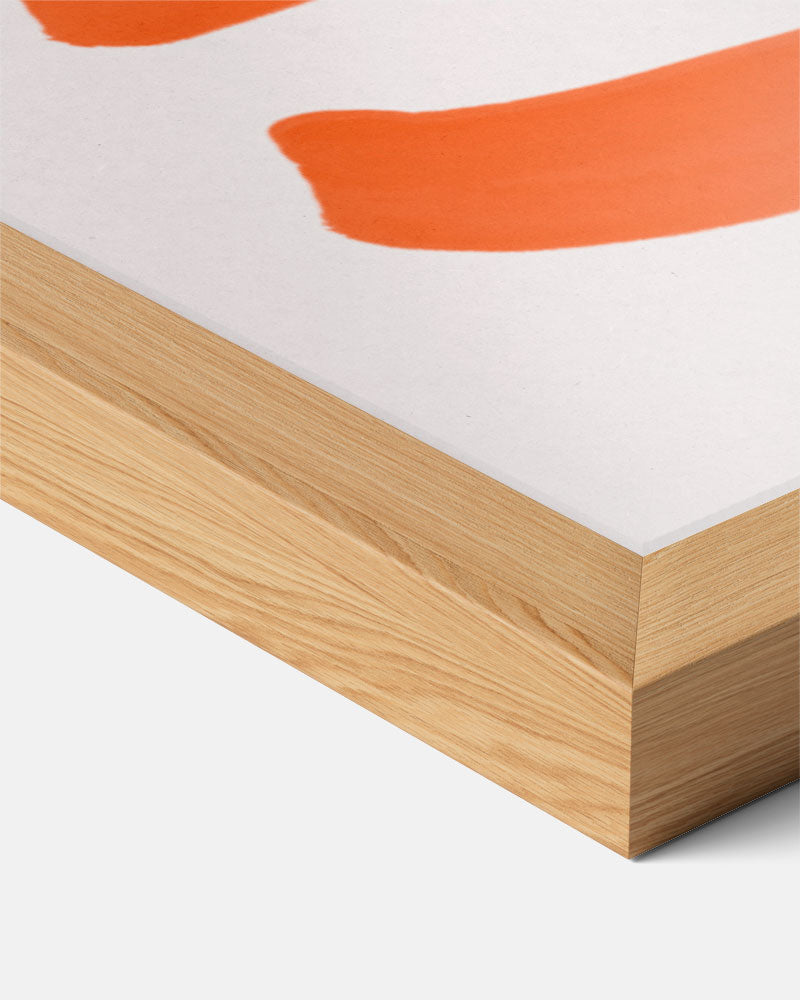 Abstracte Oranjerode Vormen – staande tekst wanddecoratie van WallArtistic