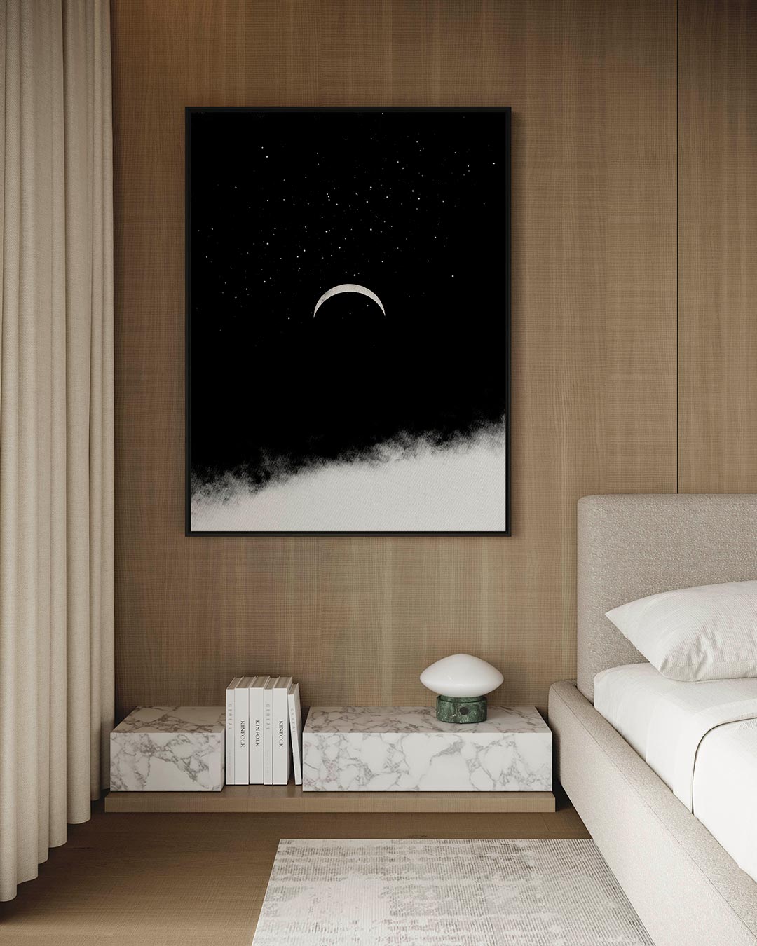 Maan en sterren – staand wanddecoratie kunstwerk
