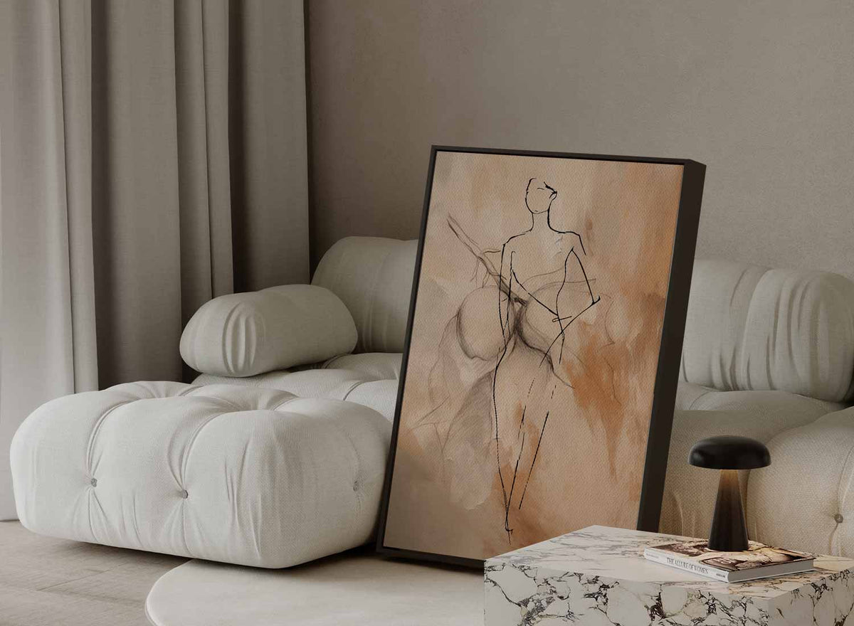 Elegante Schets van een Vrouw – staande wandkunst voor woonkamer of interieur