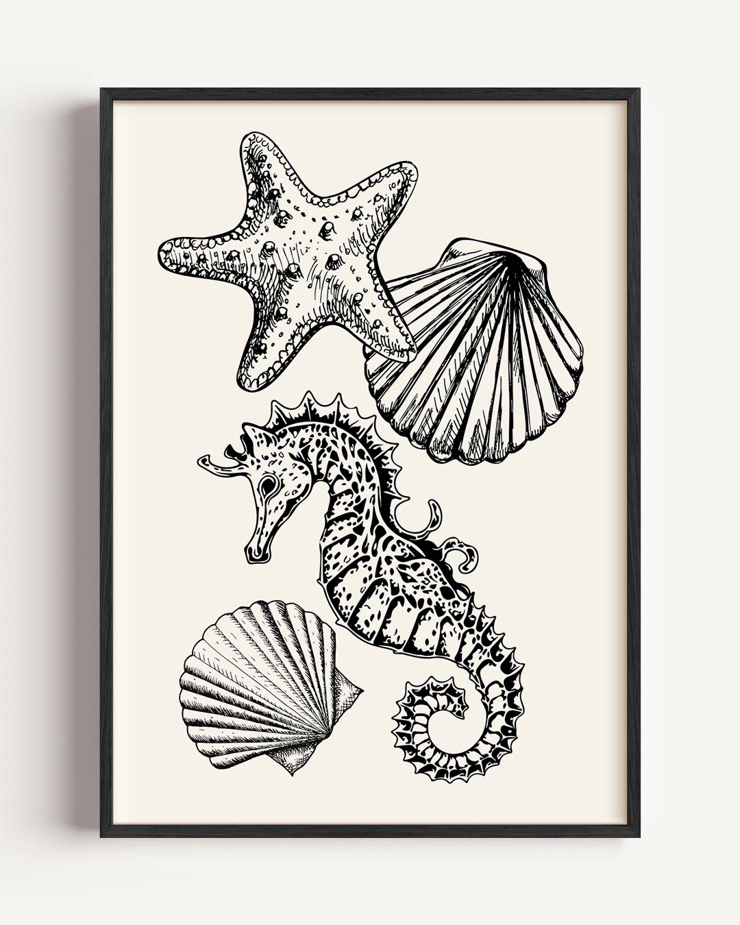 Zeedieren Sierlijke Illustraties – zeedieren portret poster als wanddecoratie