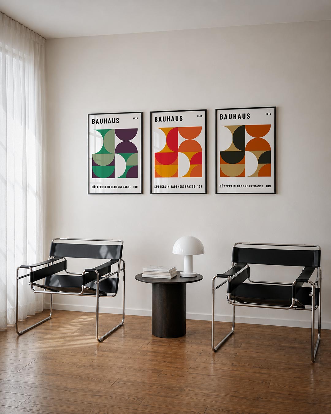 Vormen en vlakken posterset – derde productweergave – deze posterset in drie delen toont een speelse combinatie van halve