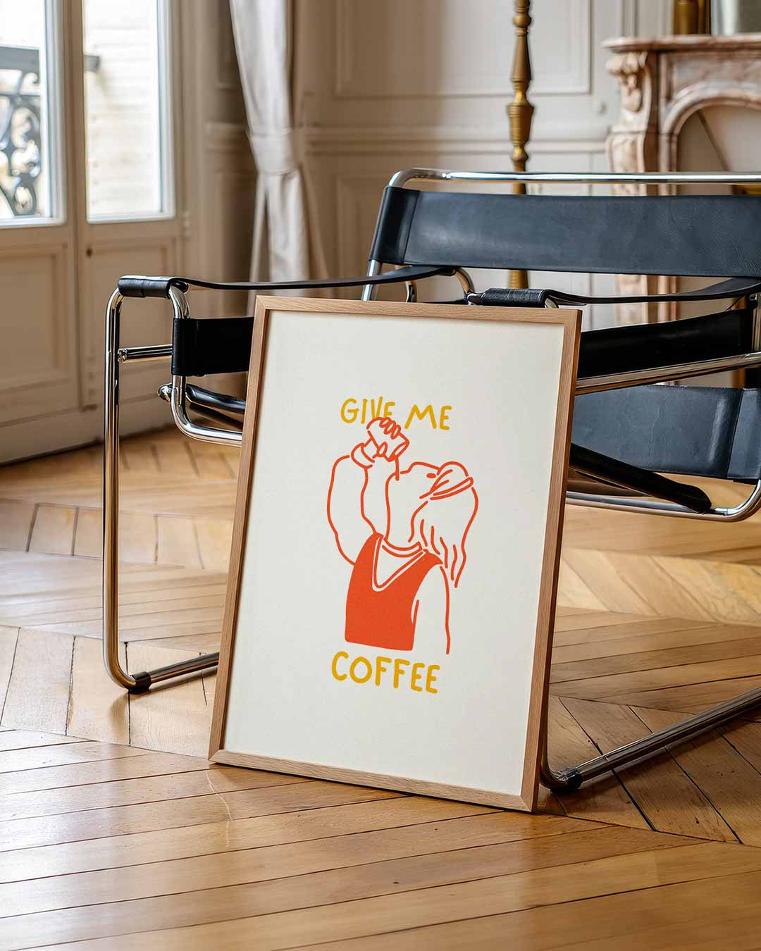 Cafeïne Vibes – zomerse wandkunst als portret poster