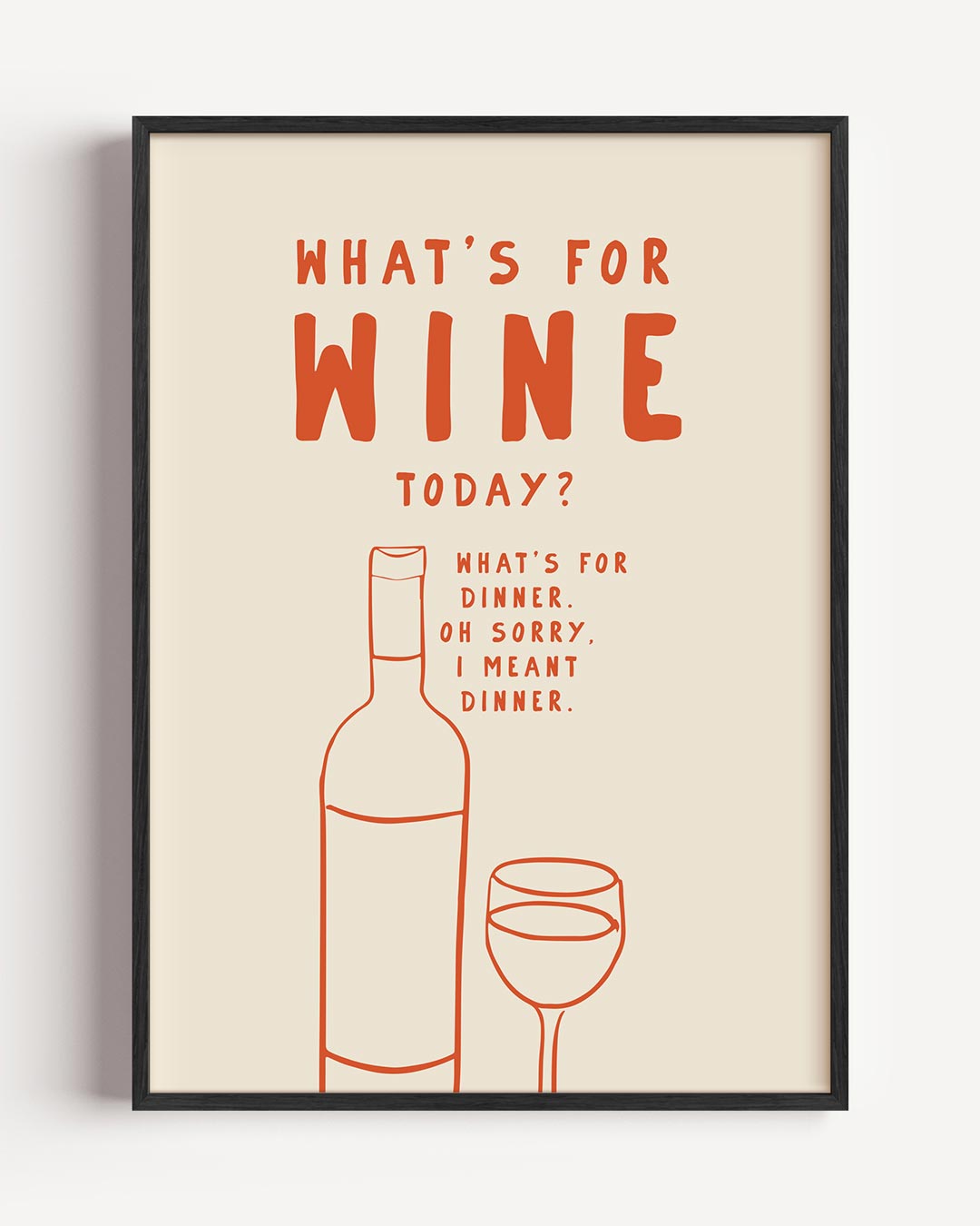 Humoristische Wijn Quote – keuken portret poster als wanddecoratie