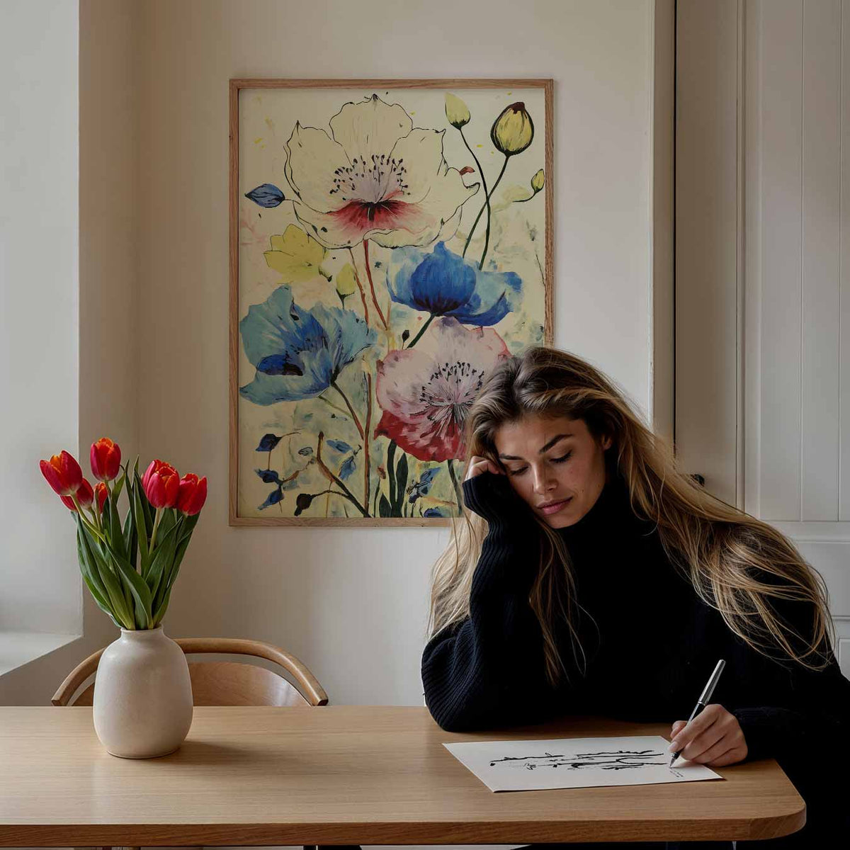 Bloemenpracht op Canvas – bloemen poster als moderne staande wanddecoratie