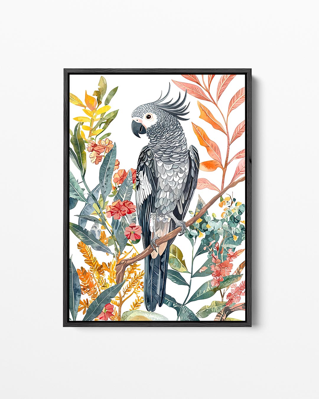 Papegaai en bladeren – staand wanddecoratie kunstwerk
