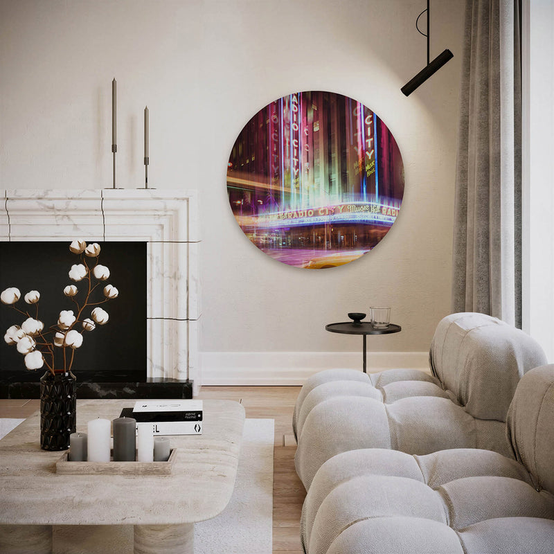 Radio city music hall – ronde fotografie wanddecoratie van WallArtistic