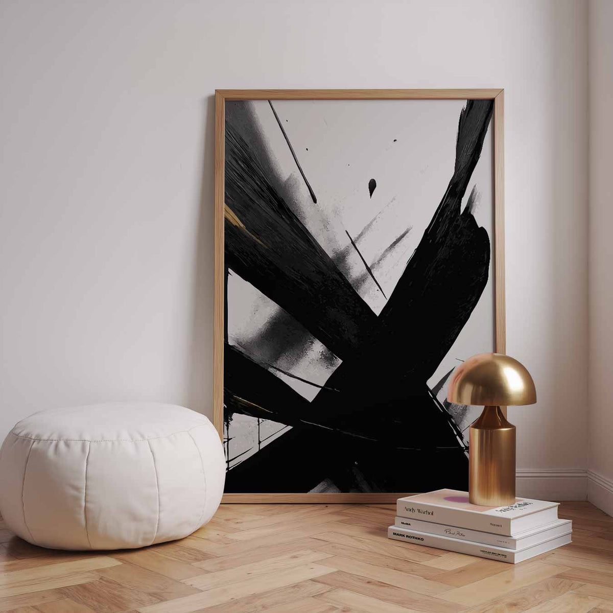 Abstracte Kracht in Zwart – staande kleurrijke abstracte wanddecoratie van WallArtistic