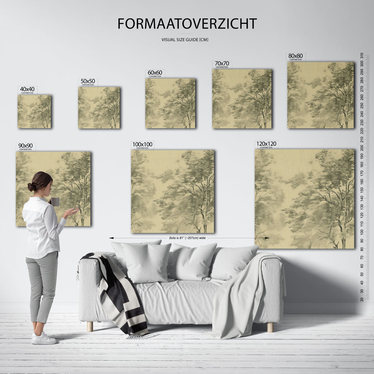 Bomenlandschap – vierkante muurposter met vintage uitstraling