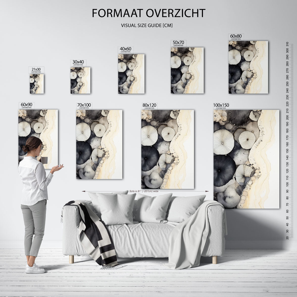 Abstracte cirkels en lijnen – staande muurposter met zachte abstracte vormen