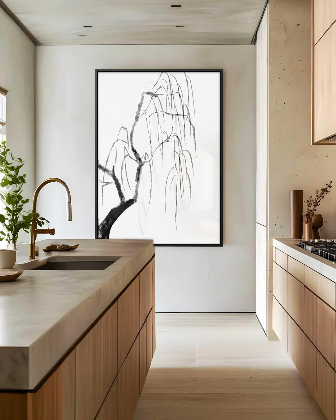 Subtiele Zen Bomen – canvas wanddecoratie in portret formaat