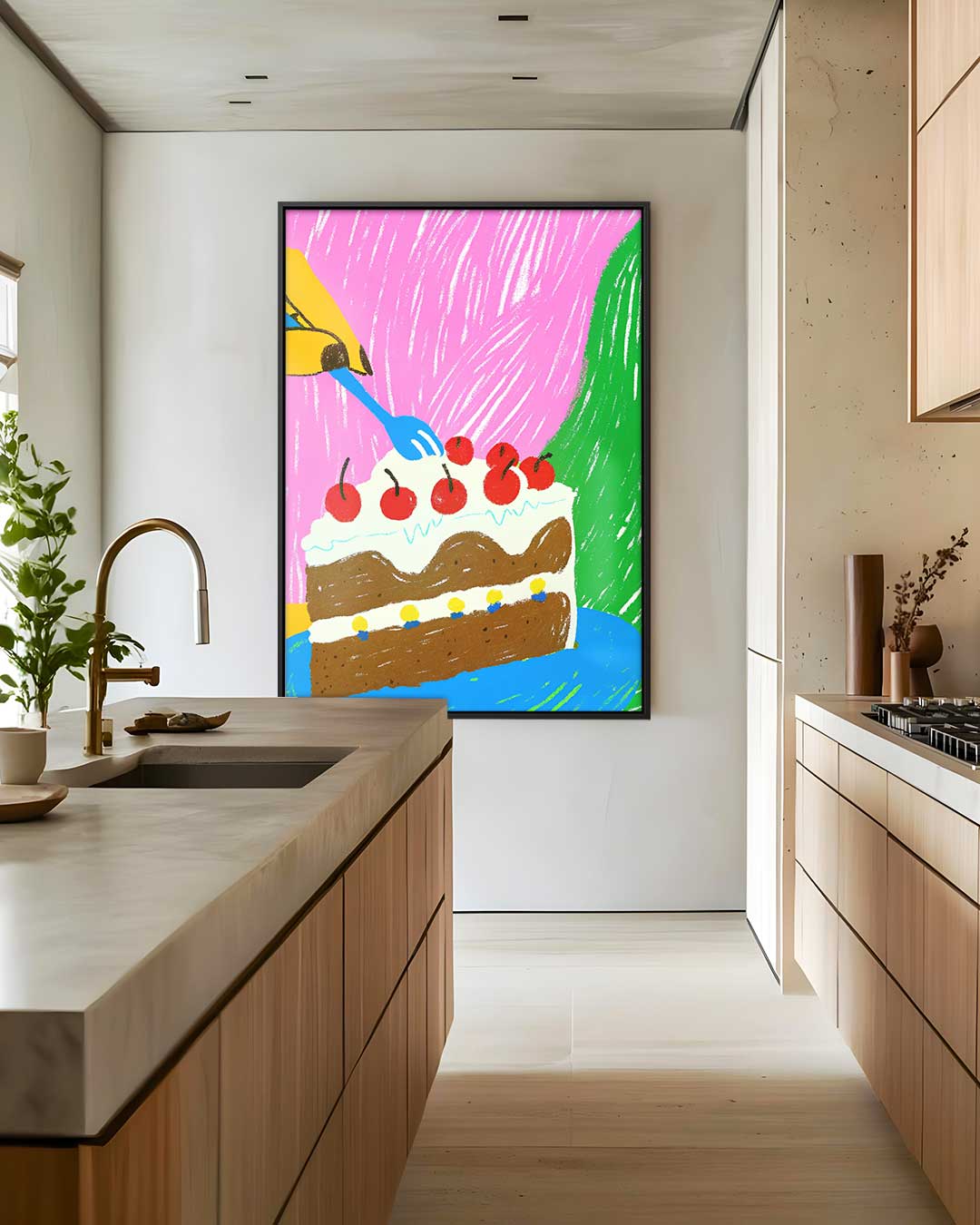 Vrolijke Taart Fantasie – staand kunstwerk voor modern interieur