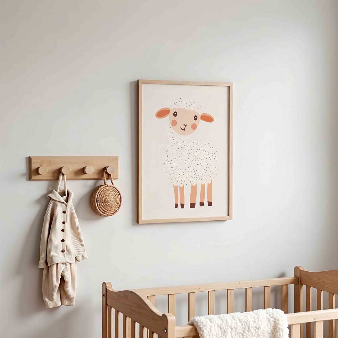 Schattig schaap – kinderposter in staand formaat