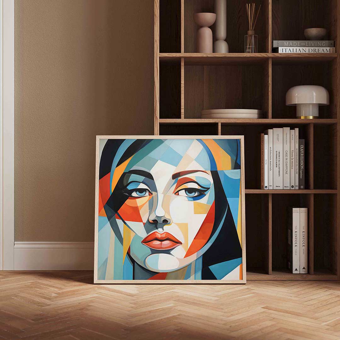 Geometrisch gezicht – portret poster in vierkant formaat